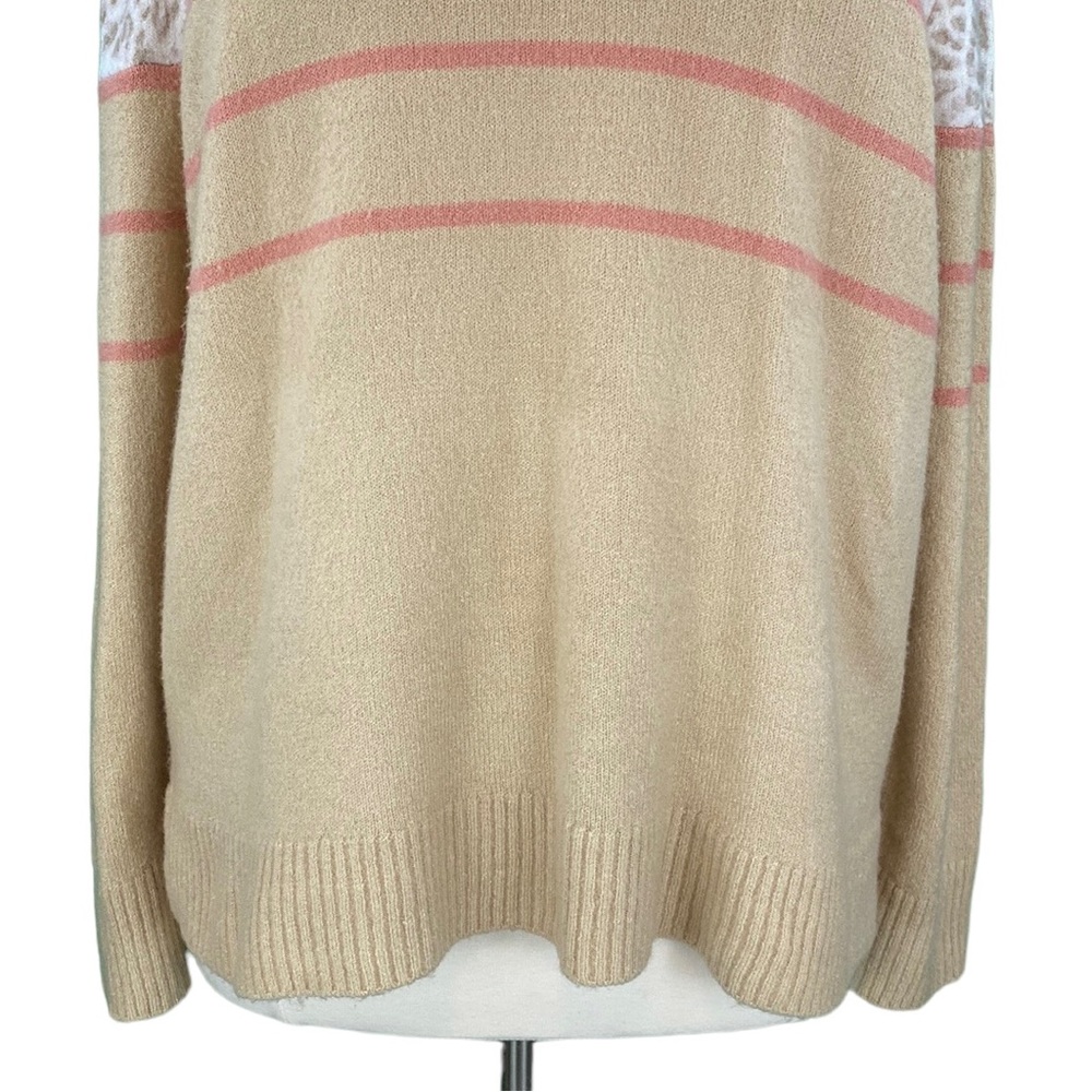 BeachLunchLounge Cozy Beige and White Animal Print Knit Sweater - Picture 3 of 14